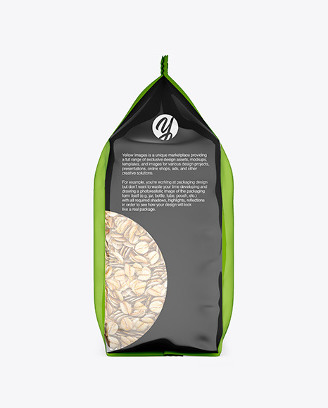 Food Bag w/ Oatmeal Mockup Food Bag w/ Oatmeal Mockup