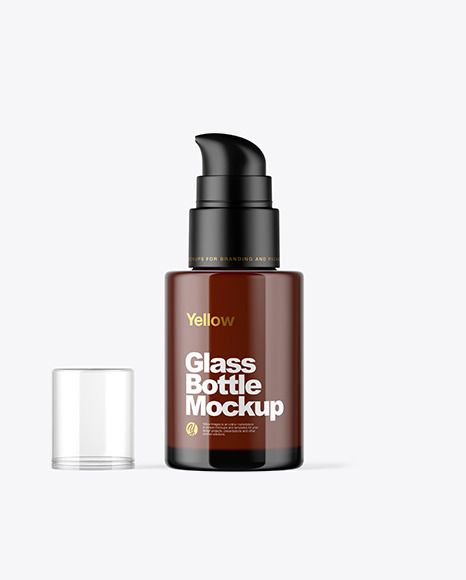 Amber Cosmetic Pump Bottle Mockup