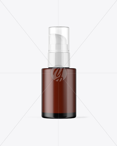 Frosted Amber Cosmetic Pump Bottle Mockup