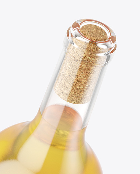 Clear Glass White Wine Bottle Mockup