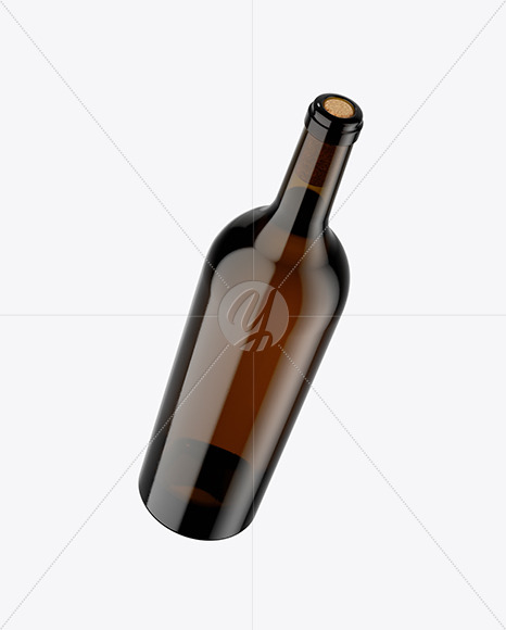 Amber Glass White Wine Bottle Mockup