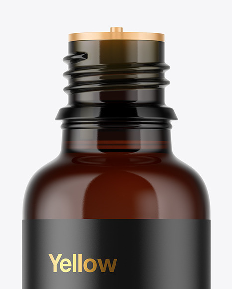 Amber Glass Dropper Bottle Mockup