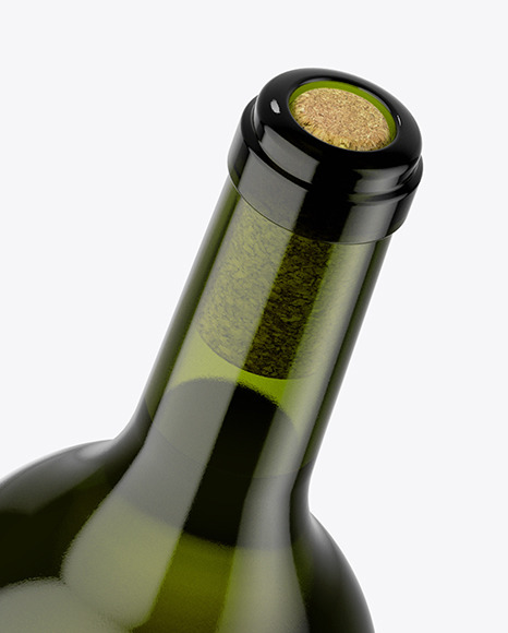 Green Glass White Wine Bottle Mockup