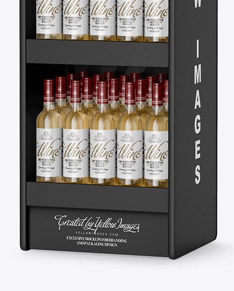 Stand with White Wine Bottles Mockup