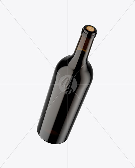 Amber Glass Red Wine Bottle Mockup