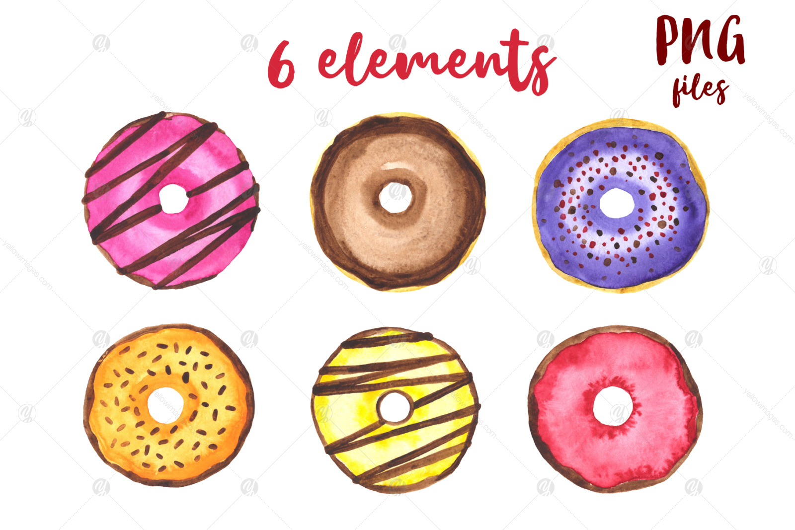 Donuts Watercolor mini Set. Clipart Donuts Watercolor mini Set. Clipart