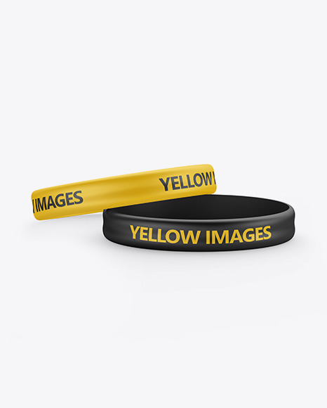 Two Glossy Silicone Wristbands Mockup