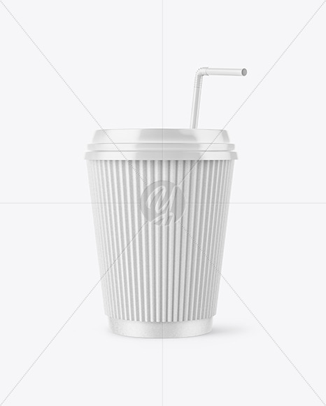 Kraft Coffee Cup with Straw Mockup