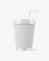 Kraft Coffee Cup with Straw Mockup