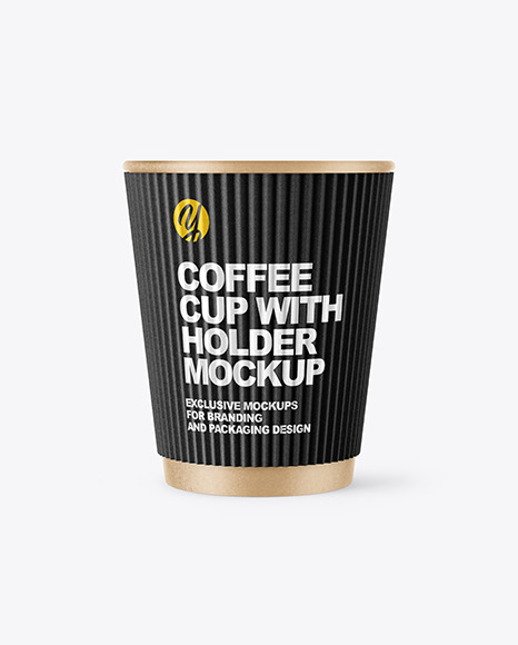 Kraft Coffee Cup with Straw Mockup