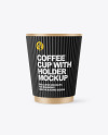 Kraft Coffee Cup with Straw Mockup