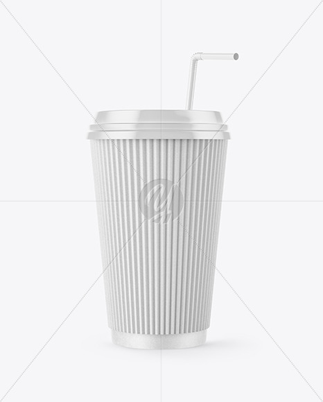 Kraft Coffee Cup with Straw Mockup