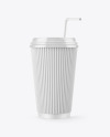 Kraft Coffee Cup with Straw Mockup