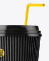 Kraft Coffee Cup with Straw Mockup