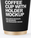 Kraft Coffee Cup with Straw Mockup