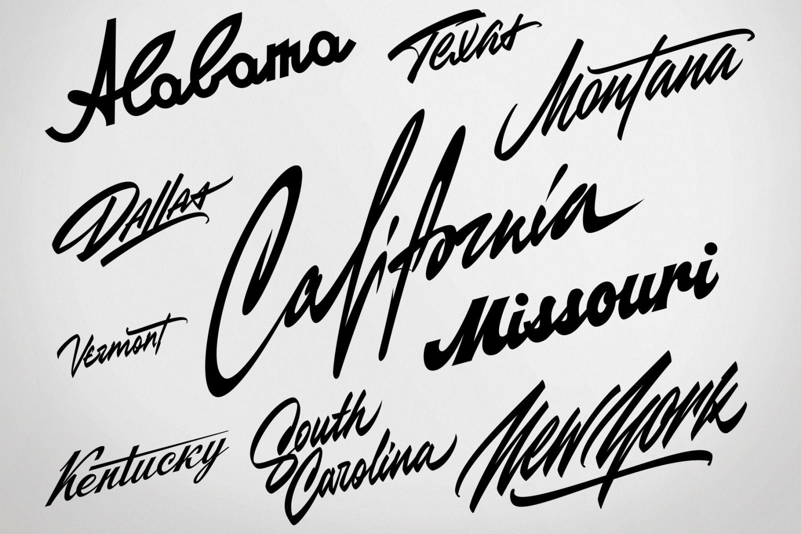 USA states vector lettering design elements