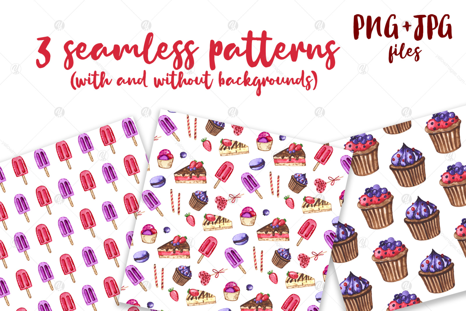 Desserts. Watercolor set. Clipart