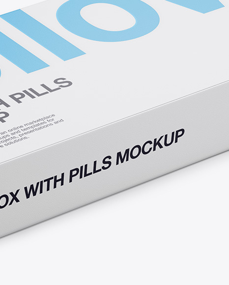 Matte Pills Box Mockup - Halfside View (High-Angle Shot)