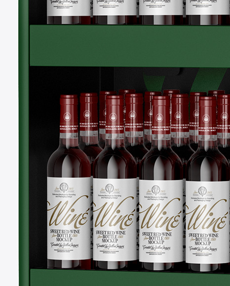 Stand with Red Wine Bottles Mockup