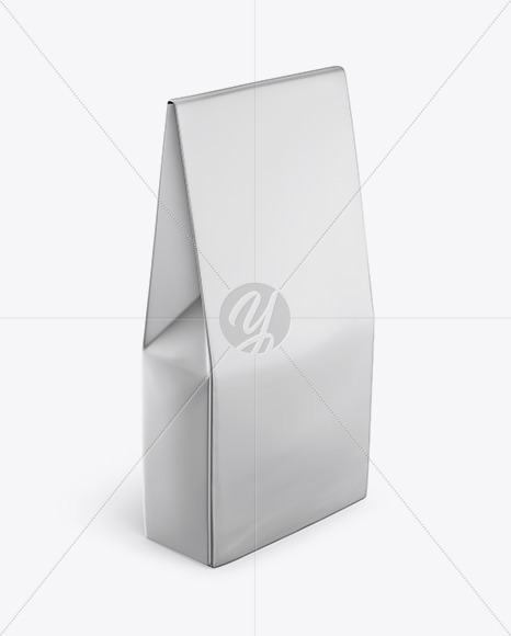 Matte Metallic Bag Mockup - Half Side View (High Angle Shot)