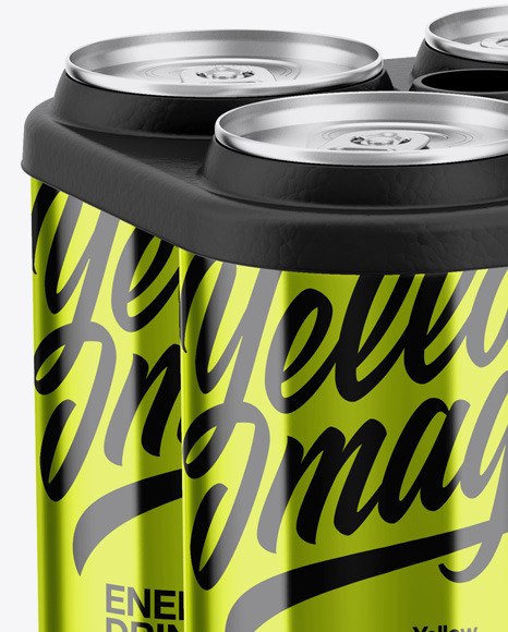 Glossy Metallic Cans Mockup