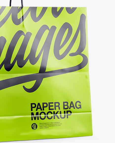 Glossy Shopping Bag with Rope Handle Mockup - Halfside View