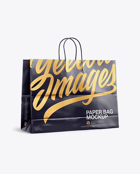 Glossy Shopping Bag with Rope Handle Mockup - Halfside View