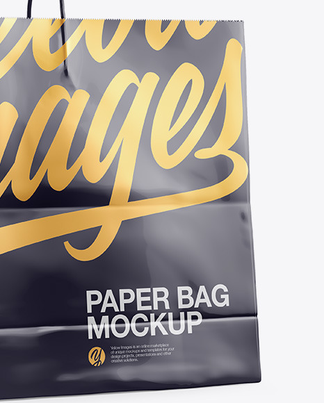 Glossy Shopping Bag with Rope Handle Mockup - Halfside View