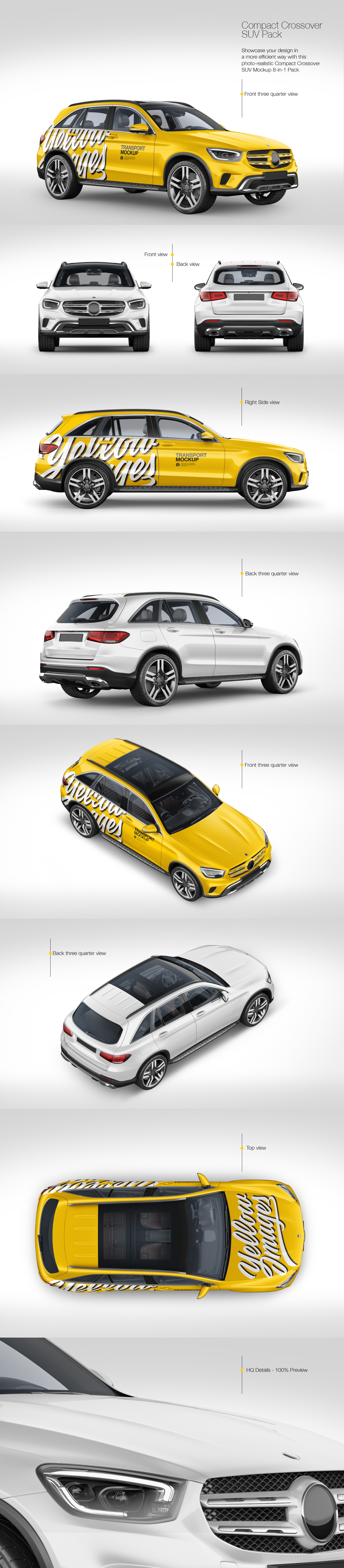Compact Crossover SUV Mockup Pack Compact Crossover SUV Mockup Pack