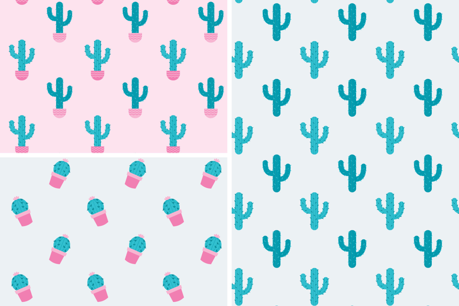 Cactus Seamless Patterns Collection