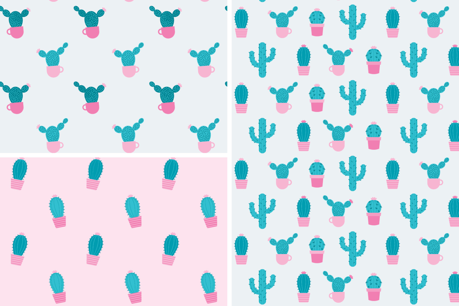 Cactus Seamless Patterns Collection