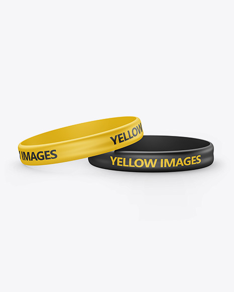 Two Glossy Silicone Wristbands Mockup