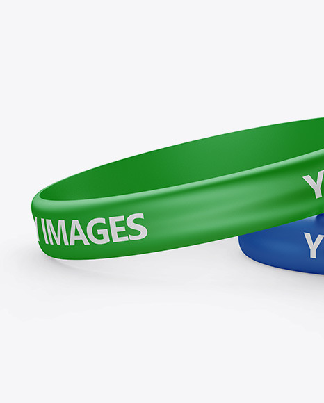 Two Glossy Silicone Wristbands Mockup