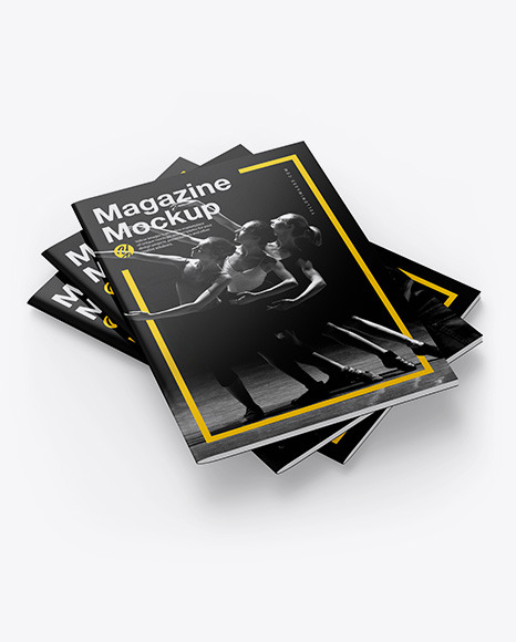 Three Glossy A4 Magazines Mockup