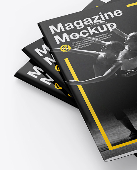 Three Glossy A4 Magazines Mockup