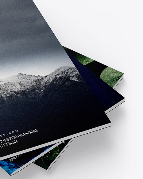 Three Textured A4 Magazines Mockup