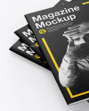 Three Textured A4 Magazines Mockup