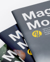 Three Textured A4 Magazines Mockup