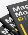 Three Textured A4 Magazines Mockup