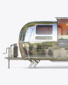 Opened Metallic Food Trailer Mockup - Side View