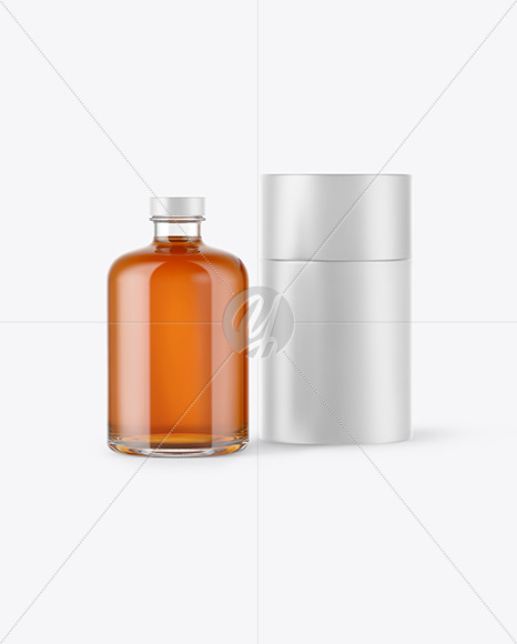 Whiskey Bottle w/ Paper Tube Mockup