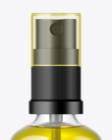 Clear Glass Spray Bottle with Oil Mockup