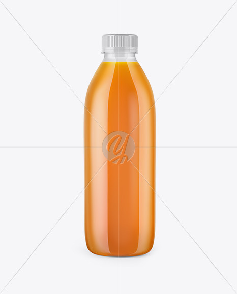 Clear Bottle with Carrot Juice Mockup