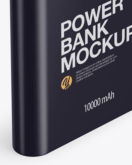 Glossy Power Bank Mockup - Halfside View