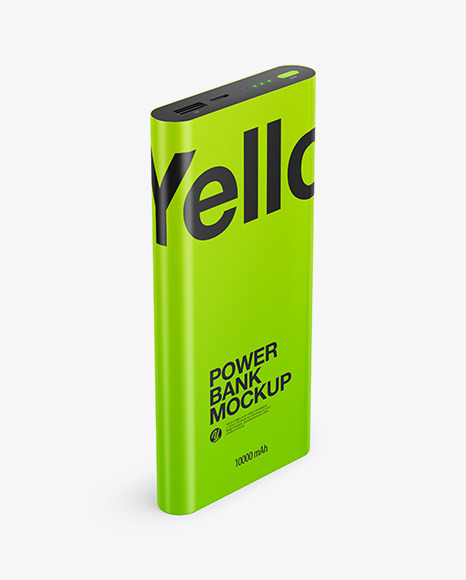 Glossy Power Bank Mockup - Halfside View Glossy Power Bank Mockup - Halfside View