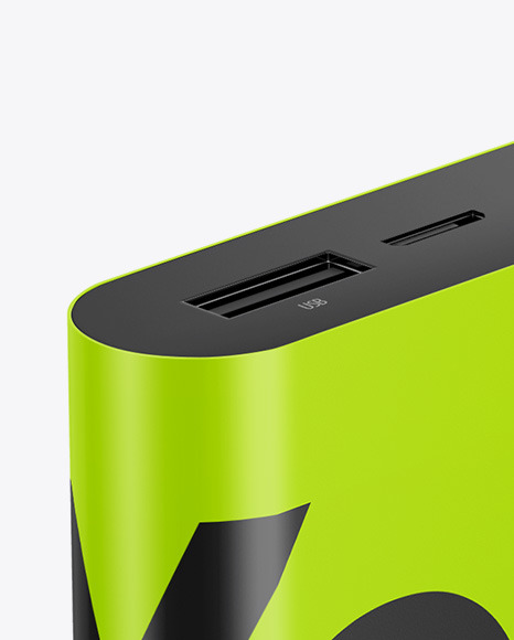 Glossy Power Bank Mockup - Halfside View