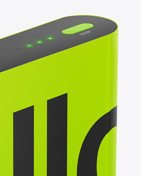 Glossy Power Bank Mockup - Halfside View Glossy Power Bank Mockup - Halfside View