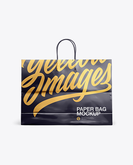 Glossy Shopping Bag with Rope Handle Mockup - Front View