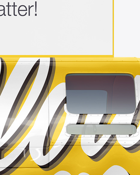 Food Trailer w/ Signboard Mockup - Side View