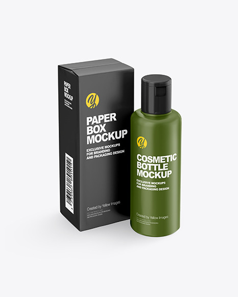 Plastic Cosmetic Bottle with Box Mockup - Paper+Flip+Top+Box+with+Window+Packaging+Mockup+by+...